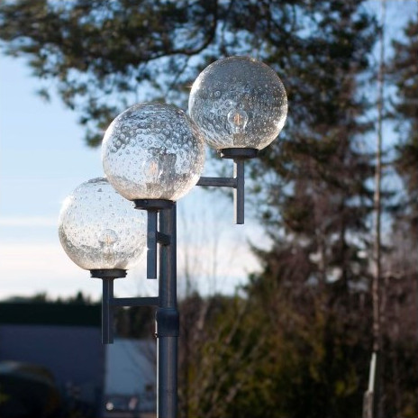 Rund glaskuppel til udebelysning
