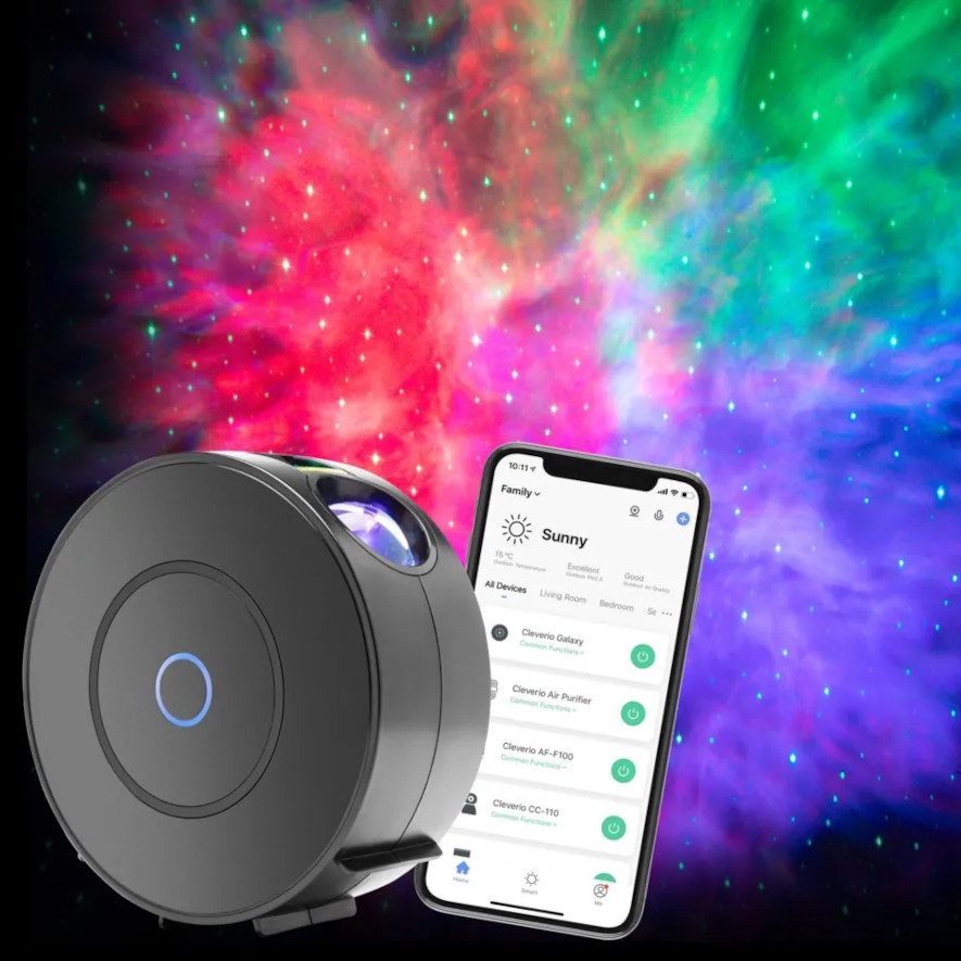 Cleverio Smart Galaxy natlampe projicerer en stjernehimmel i rummet