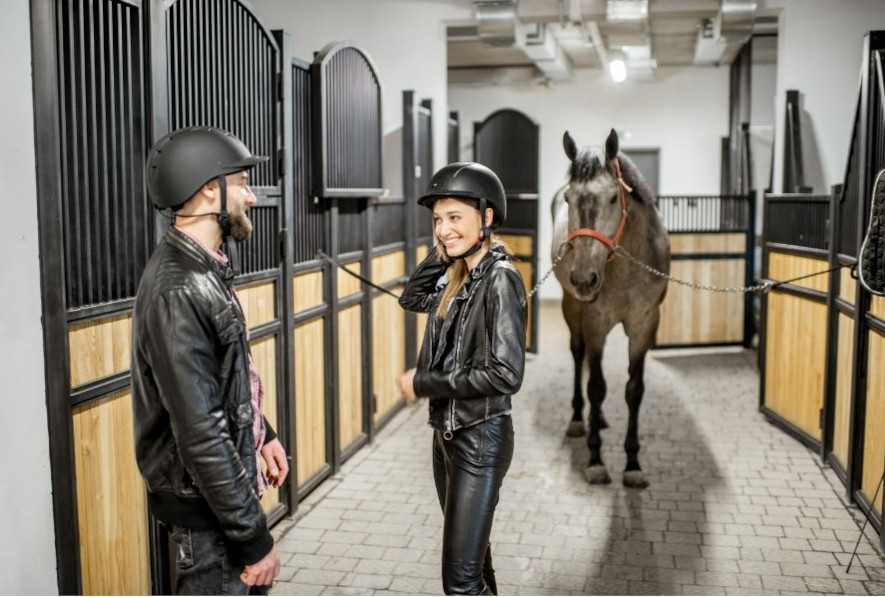 En velbelyst stald til heste og mennesker